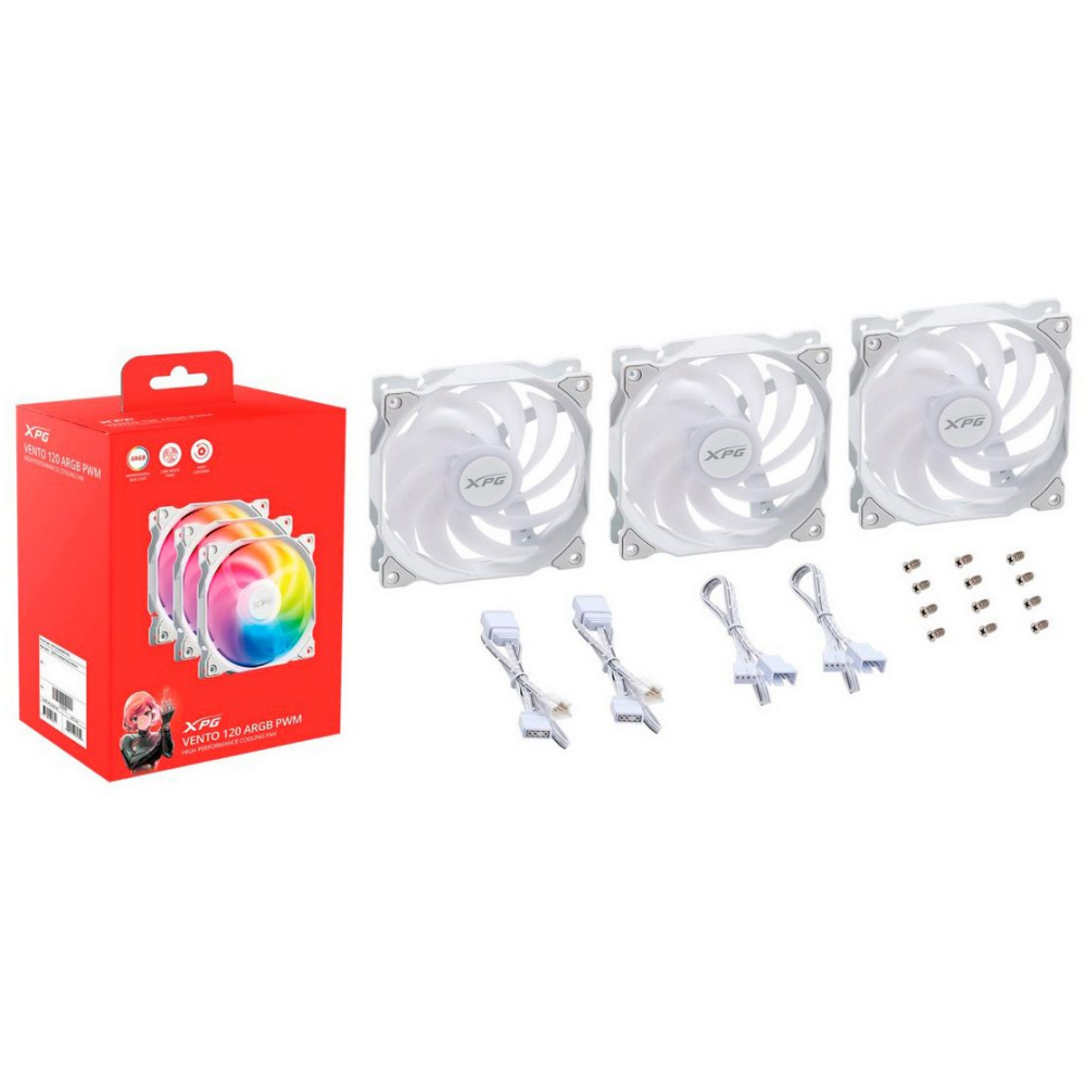 case fan ADATA XPG VENTO 120 ARGB PWM White (3 pcs) - VENTO120ARGBPWM3C-WHCWW - photo 4
