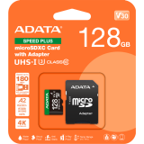 carte mémoire 128GB MicroSD ADATA SPEED PLUS + SD adapter (UD128GUI3V30A2SP-RA1)