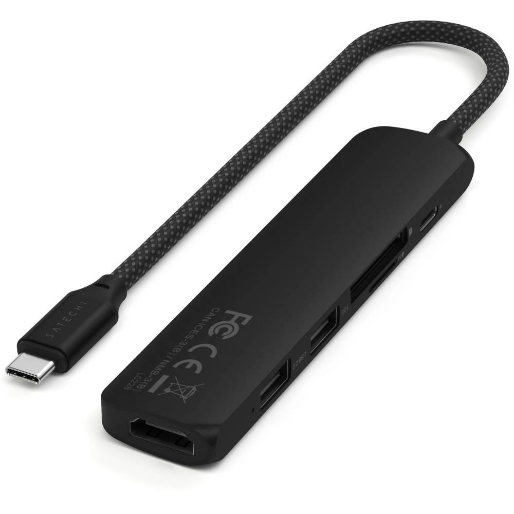 station daccueil Satechi 6-in-1 USB-C Slim Multiport Adapter Black - ST-P6SK - photo 3