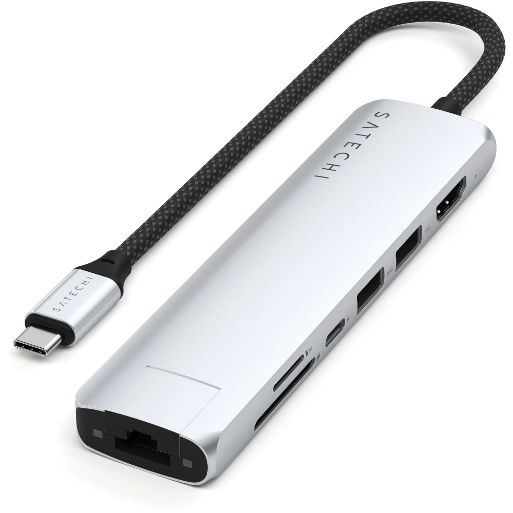 Docking station Satechi 7-in-1 USB-C Slim Multiport Adapter with Ethernet Silver - ST-P7SS