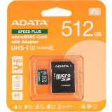 Carte mémoire 512GB MicroSD ADATA SPEED PLUS + SD adapter (UD512GUI3V30A2SP-RA1)