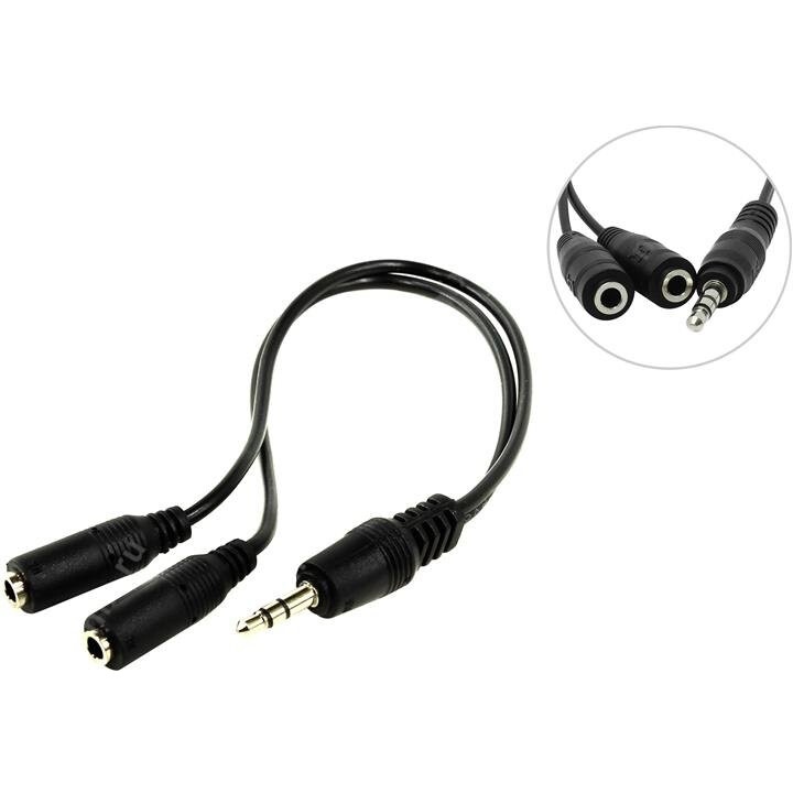 Pārejas savienojums 5bites 3.5 Jack (M) - 2x 3.5 Jack (F) (AA-3MF2-02BK)