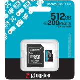 Speicherkarte 512GB MicroSD Kingston Canvas Go! Plus + SD adapter (SDCG4/512GB)