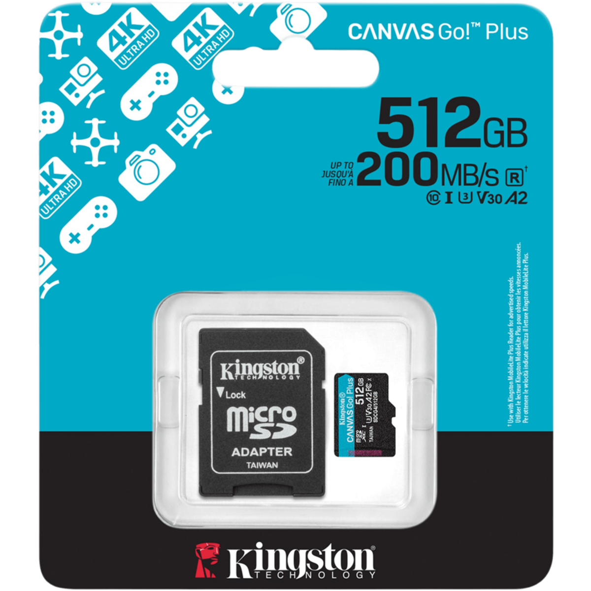 Speicherkarte 512GB MicroSD Kingston Canvas Go! Plus + SD adapter (SDCG4/512GB) - Foto 3
