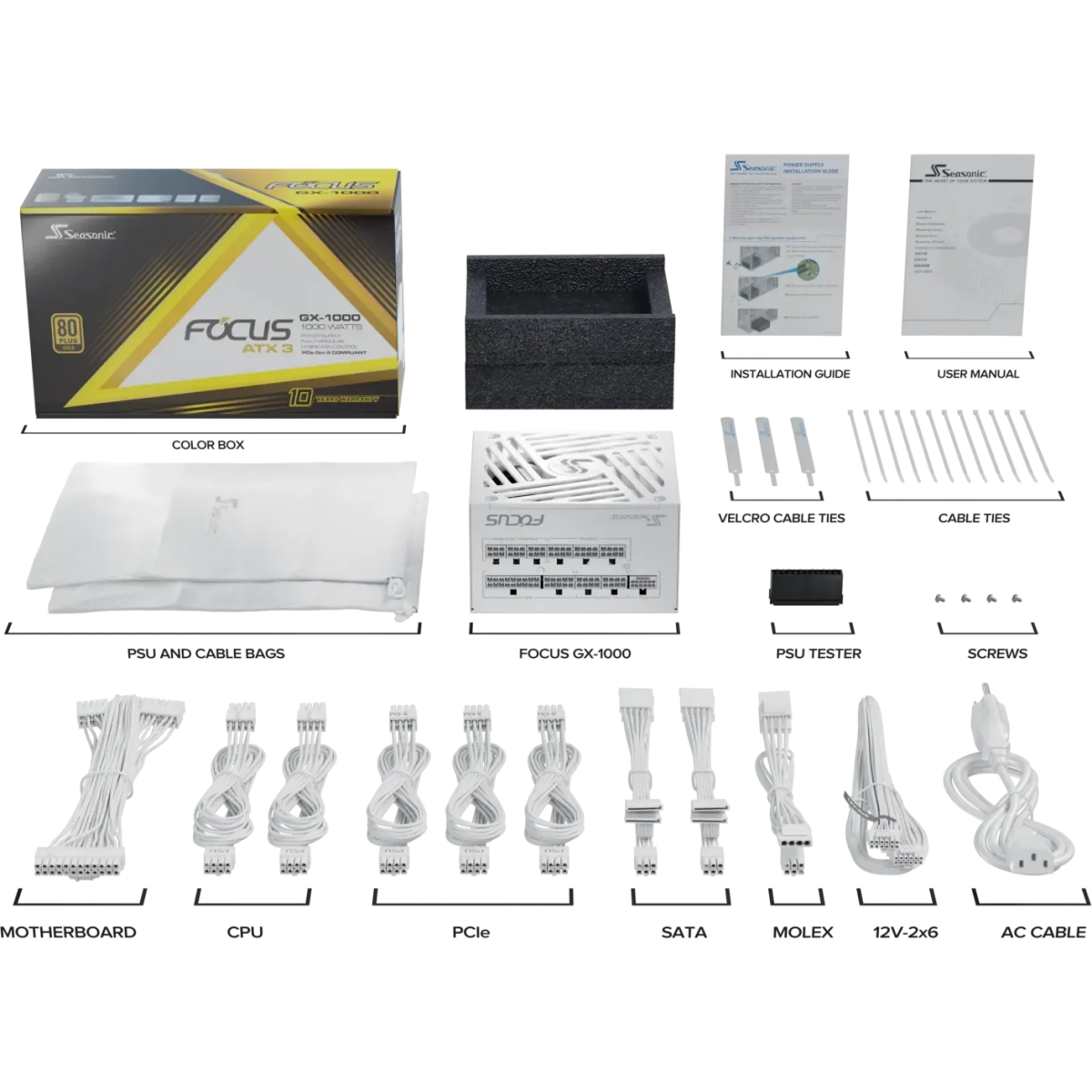 Power supply 1000W Seasonic FOCUS GX-1000 ATX 3.1 White - FOCUS-GX-1000-V4-WHITE - photo 9