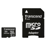 Carte mémoire 8GB MicroSD Transcend + SD adapter (TS8GUSDHC10U1)