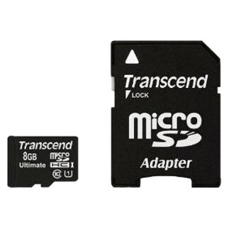 Carte mémoire 8GB MicroSD Transcend + SD adapter (TS8GUSDHC10U1)