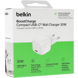 Network charging device Belkin BoostCharge Compact USB-C Wall Charger 30W White (WCA008KQWH)