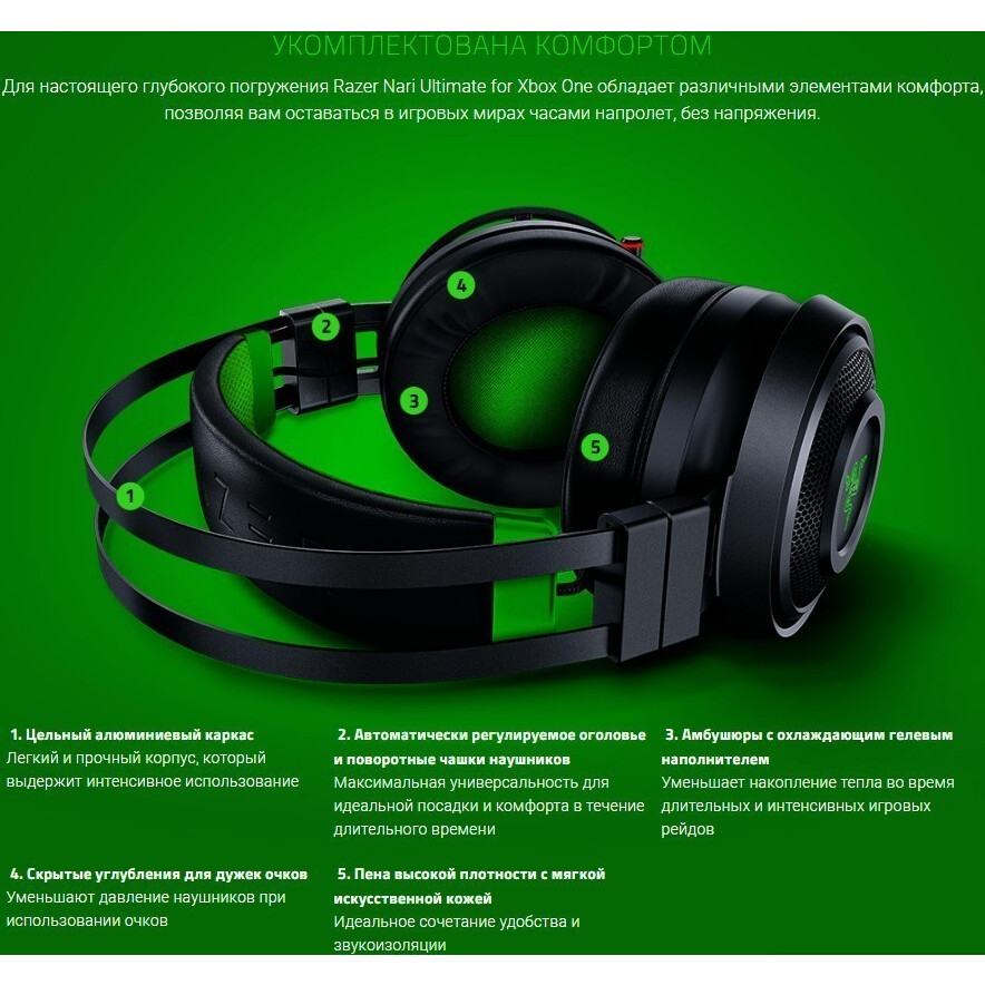 Garnitūra Razer Nari Ultimate Black/Green - RZ04-02910100-R3M1 - foto 4