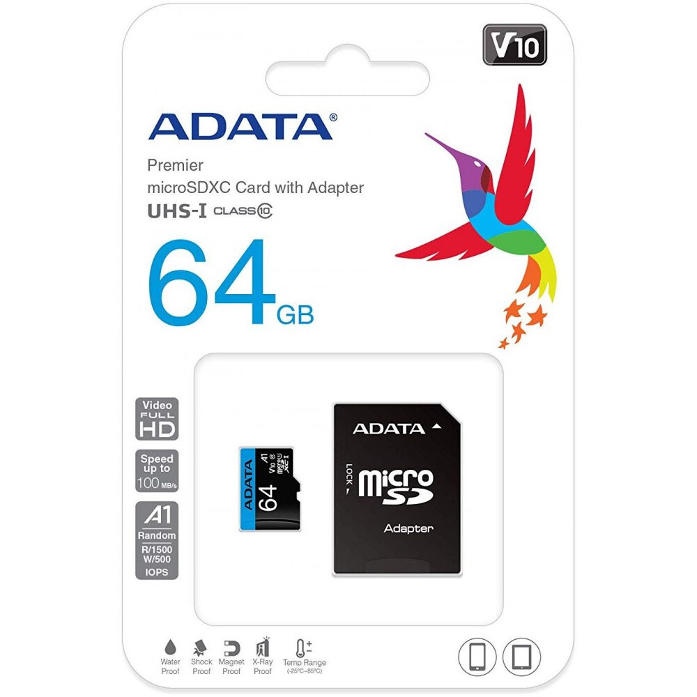 Atmiņas kartes ADATA 64Gb MicroSD (AUSDX64GUICL10A1-RA1) - foto 3