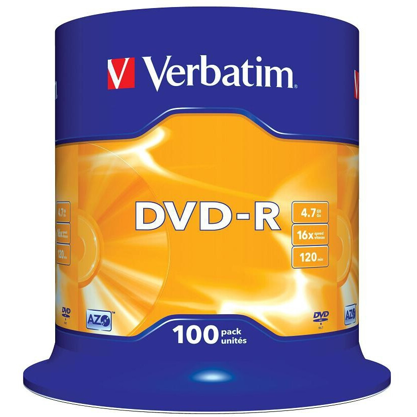 DVD-R Laufwerk Verbatim 4.7GB 16x Cake Box (100 pcs) (43549)