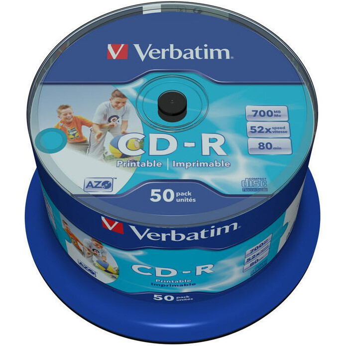 CD-R Laufwerk Verbatim 700MB 52x AZO Cake Box Printable (50 pcs) - 43438