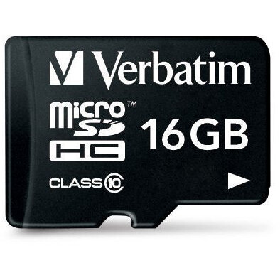 Carte mémoire 16GB MicroSD Verbatim + SD adapter (44082)