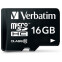 Carte mémoire 16GB MicroSD Verbatim + SD adapter (44082)