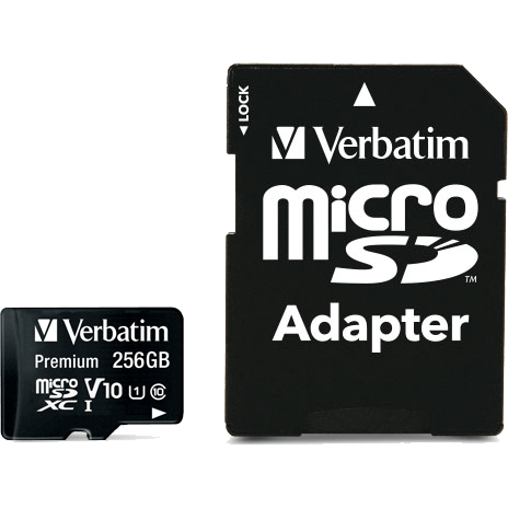 Carte mémoire 256GB MicroSD Verbatim + SD adapter (44087)
