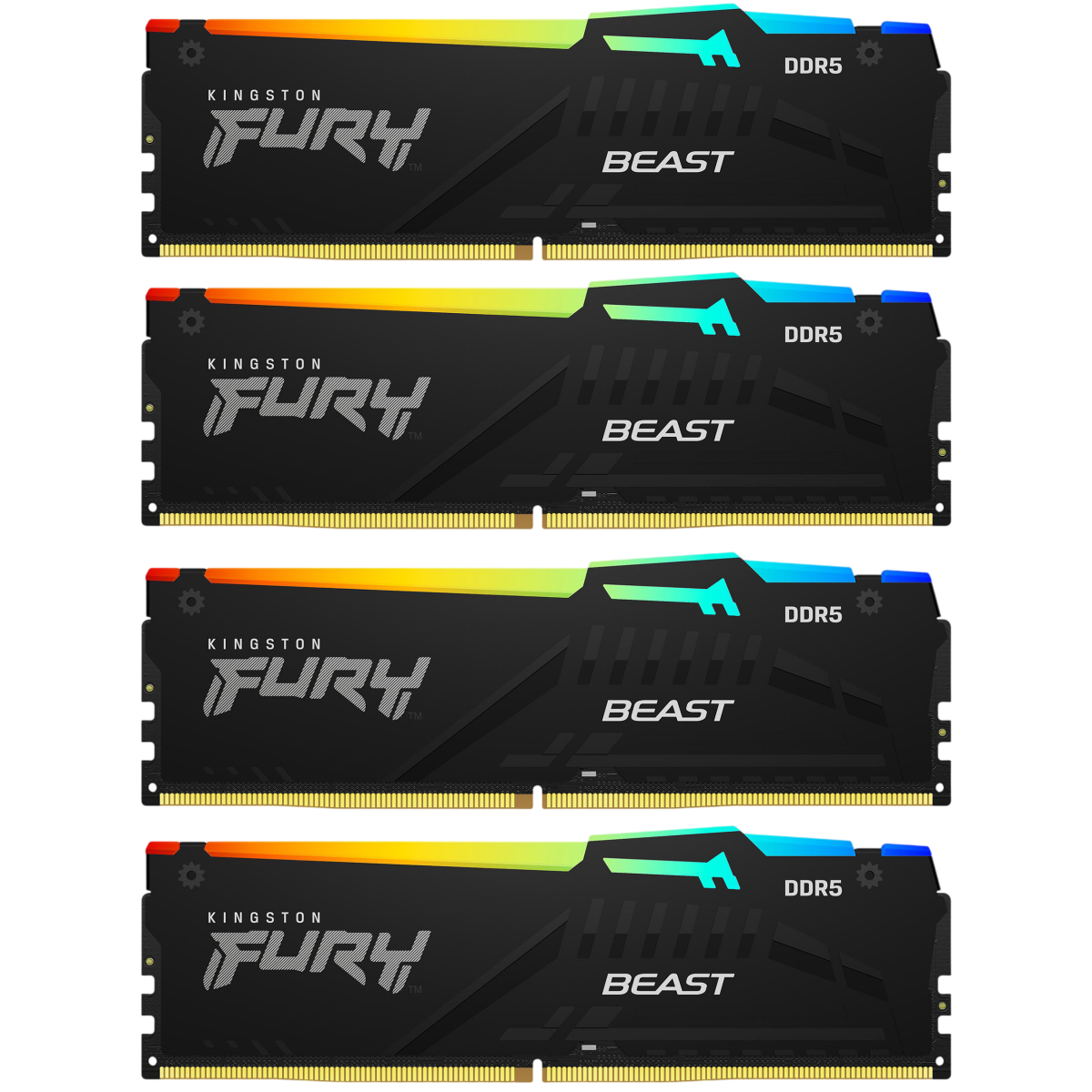 Mémoire vive 128GB DDR5 5600MHz Kingston Fury Beast RGB (KF556C40BBAK4-128) (4x32GB KIT)