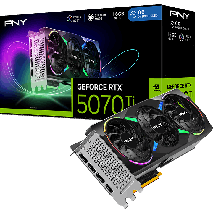 Carte graphique NVIDIA GeForce RTX 5070 Ti PNY EPIC-X Triple Fan ARGB OC 16GB (VCG5070T16TFXXPB1-O) - photo 9