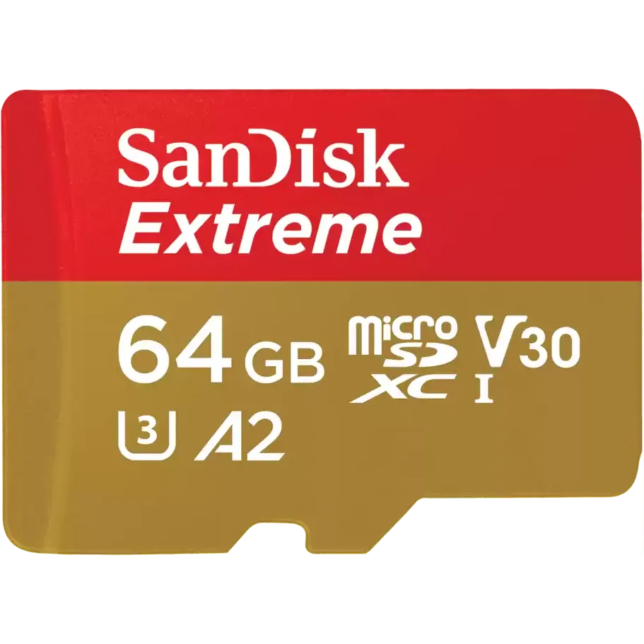 Карта памяти 64GB MicroSD SanDisk Extreme + SD adapter (SDSQXAH-064G-GN6MA)