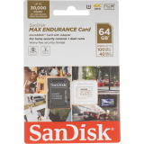 Carte mémoire 64GB MicroSD SanDisk Max Endurance + SD adapter (SDSQQVR-064G-GN6IA)