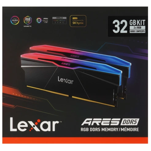 Mémoire vive 32GB DDR5 6000MHz Lexar ARES 2nd Gen RGB (LD5U16G60C28BR-RGD) (2x16GB KIT) - photo 2