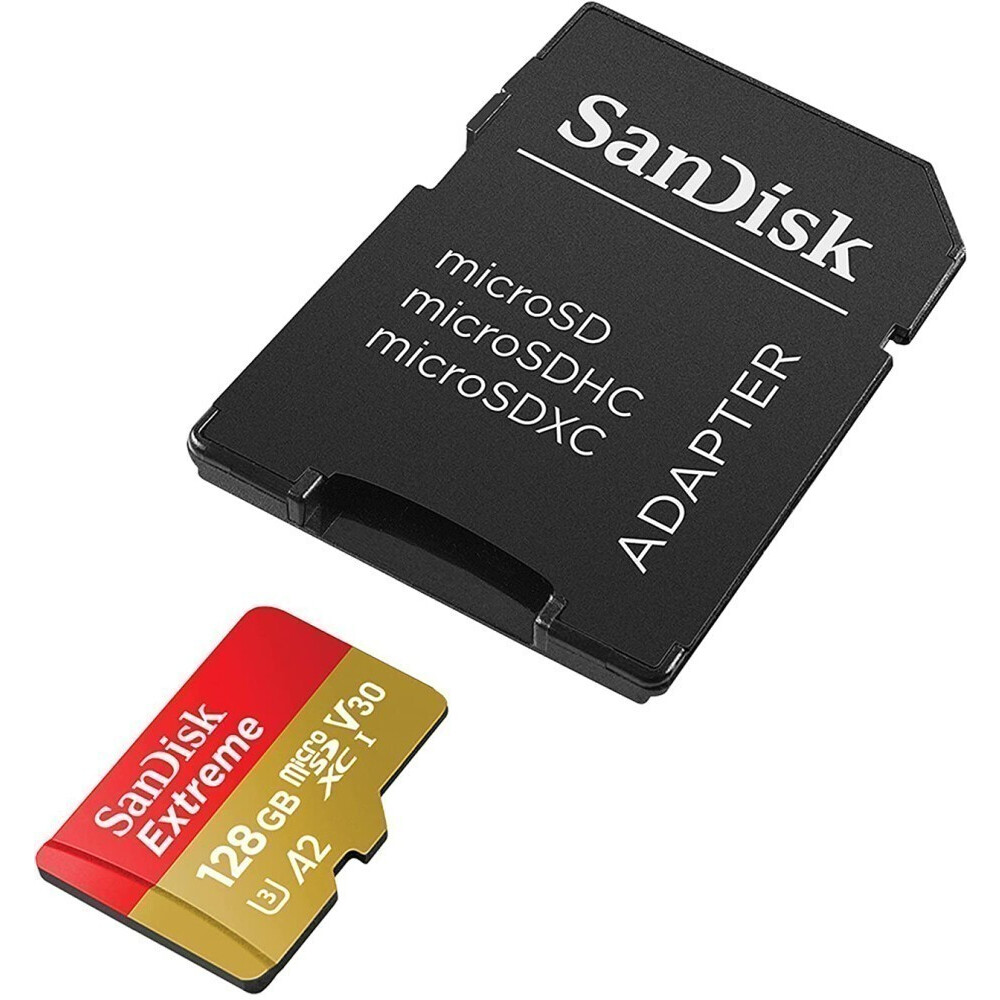 Carte mémoire 128GB MicroSD SanDisk Extreme + SD adapter (SDSQXAA-128G-GN6AA)