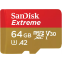 Carte mémoire 64GB MicroSD SanDisk Extreme + SD adapter (SDSQXAH-064G-GN6AA)