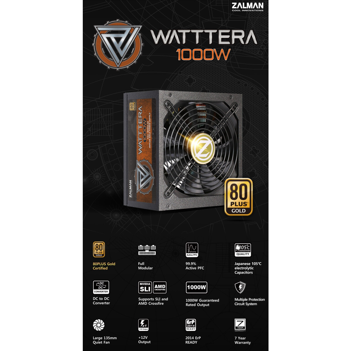 Alimentation électrique 1000W Zalman Watttera (ZM1000-EBTII) - photo 8