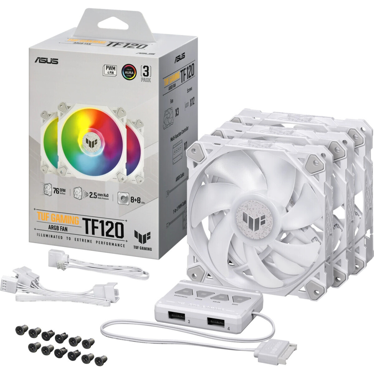 Case fan ASUS TUF Gaming TF120 ARGB White Edition (3 pcs) - 90DA0033-B09030 - photo 11