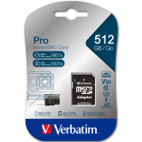 Carte mémoire 512GB MicroSD Verbatim Pro + SD adapter (47046)