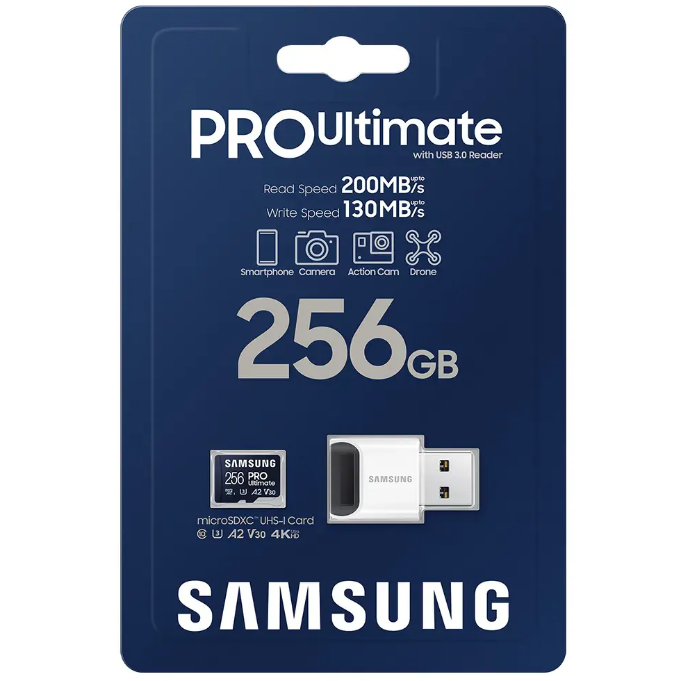 Carte mémoire 256GB MicroSD Samsung PRO Ultimate + USB adapter (MB-MY256SB) - photo 2