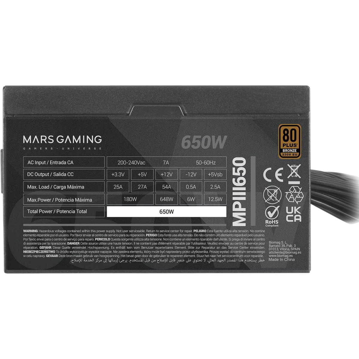 Alimentation électrique 650W Mars Gaming MPIII650 - photo 6