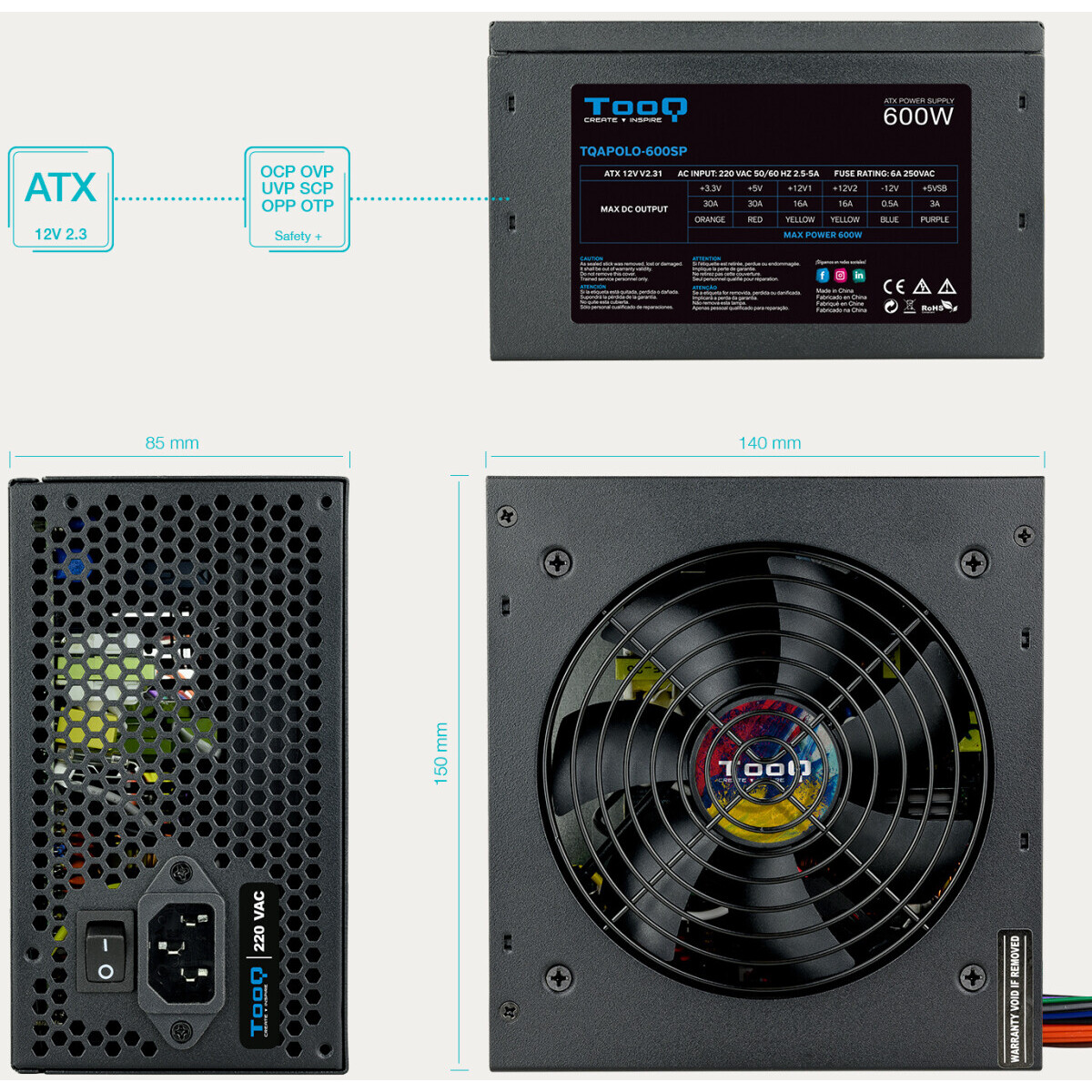 Alimentation électrique 600W TooQ Apolo (TQAPOLO-600SP) - photo 6