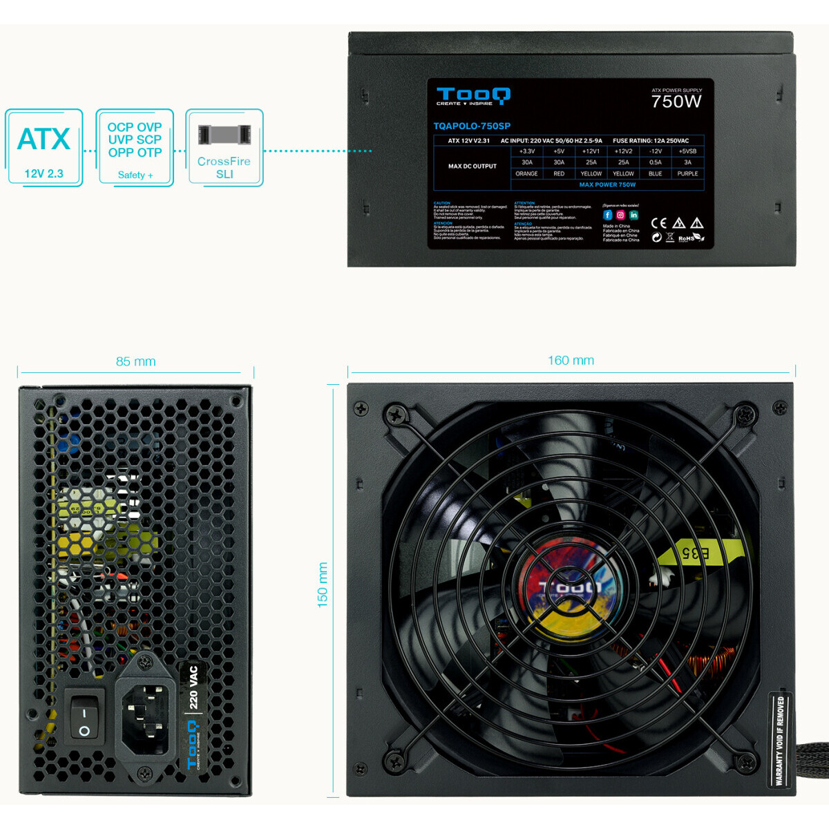Alimentation électrique 750W TooQ Apolo (TQAPOLO-750SP) - photo 4