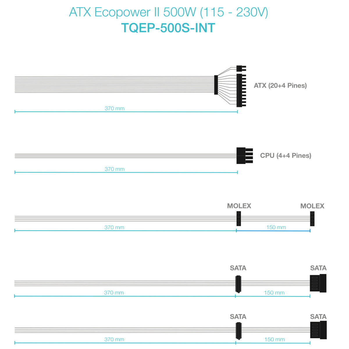 Alimentation électrique 500W TooQ Ecopower II INT (TQEP-500S-INT) - photo 7