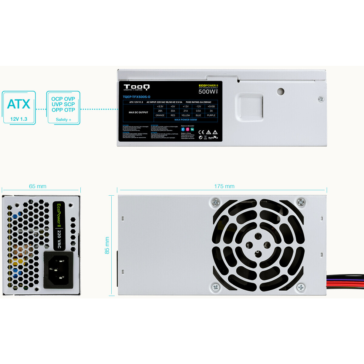 Alimentation électrique 500W TooQ Ecopower II TFX (TQEP-TFX500S-O) OEM - photo 4