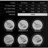 Alimentation électrique 1000W Mars Gaming MPB1000PSI
