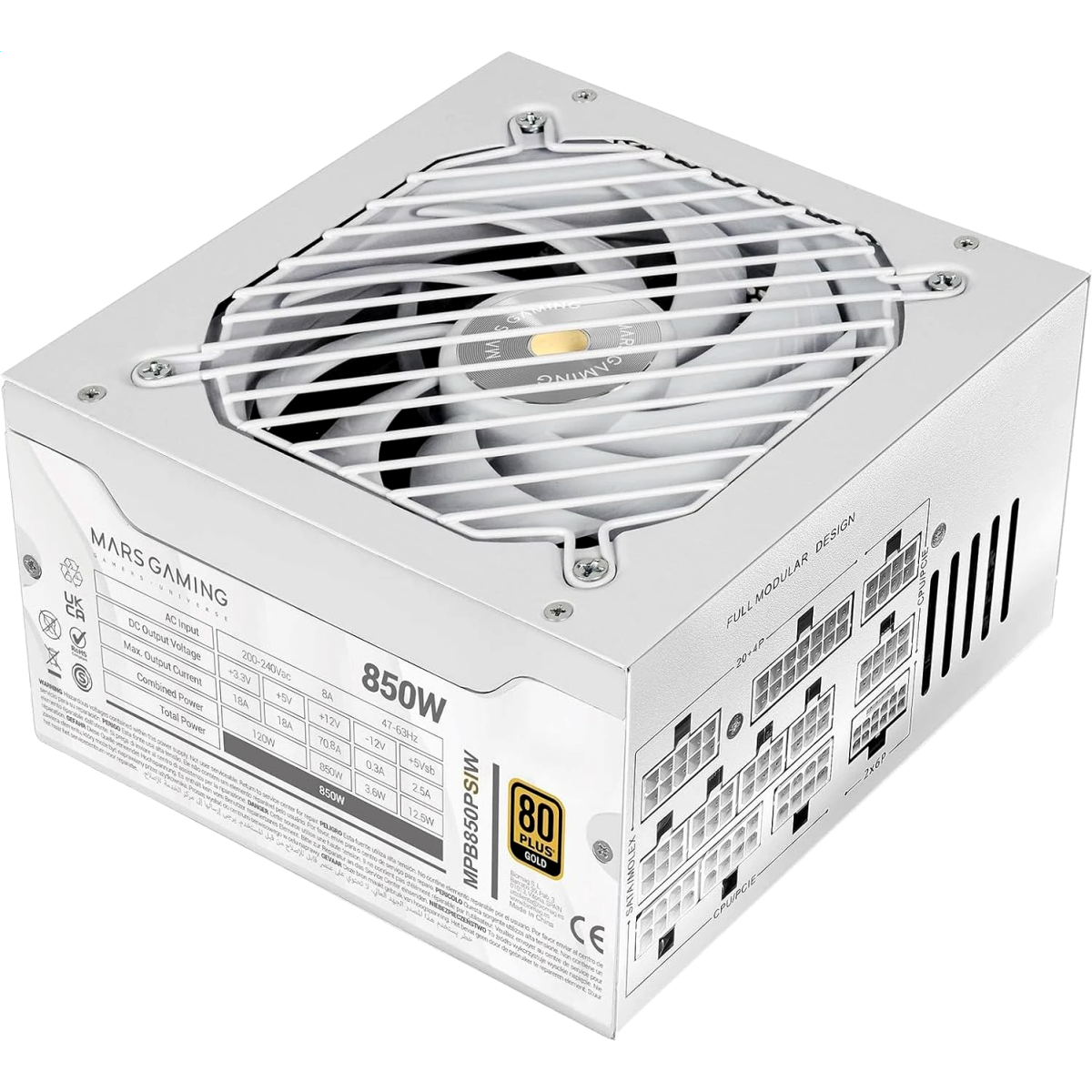 Alimentation électrique 850W Mars Gaming MPB850PSIW
