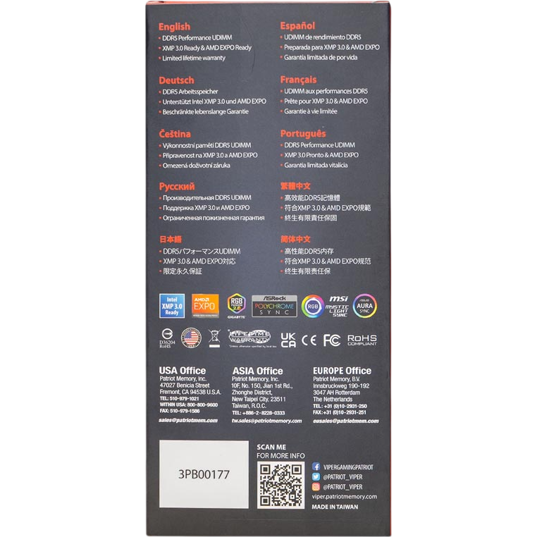 Mémoire vive 16GB DDR5 6400MHz Patriot Viper Venom (VV516G64C38A) - photo 4