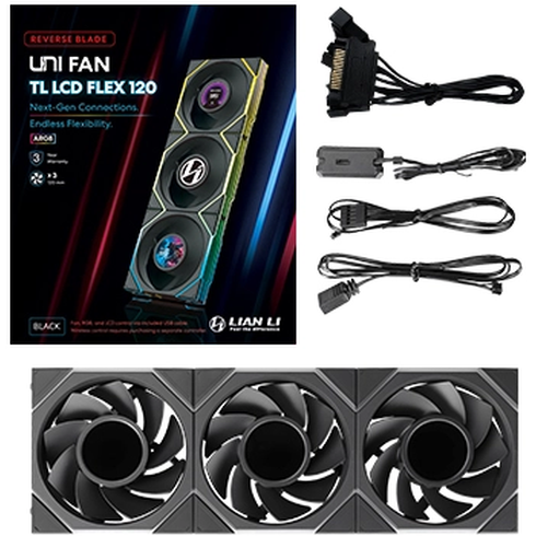 Ventilateur pour boîtier Lian Li UNI Fan TL LCD Flex Reverse 120 Black (3 pcs) - G9F.12RTLLCD1F3B.00 - photo 8