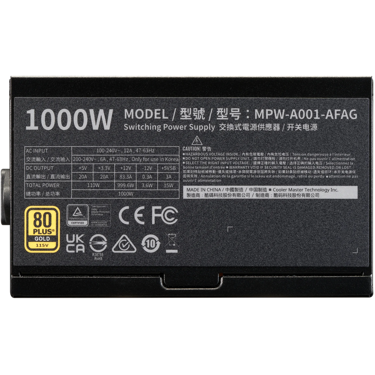 Alimentation électrique 1000W Cooler Master Elite Gold Black (MPW-A001-AFAG-BEU) - photo 3