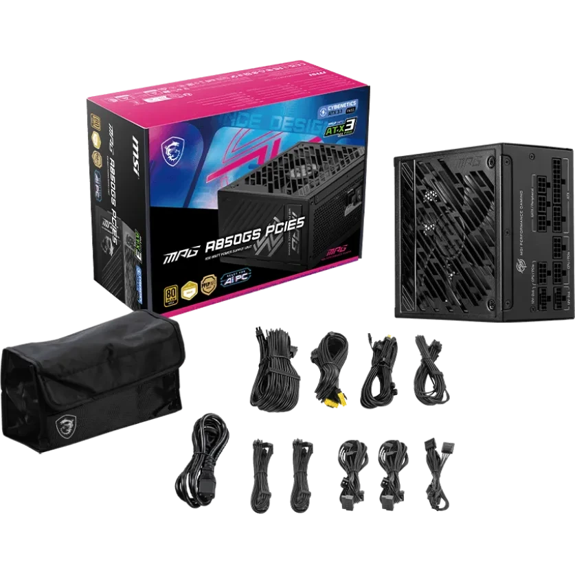 Alimentation électrique 850W MSI MPG A850GS PCIE5 - 306-7ZPFZ11-CE0 - photo 5