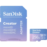 Carte mémoire 256GB MicroSD SanDisk Creator + SD adapter (SDSQXAV-256G-GN6MS)