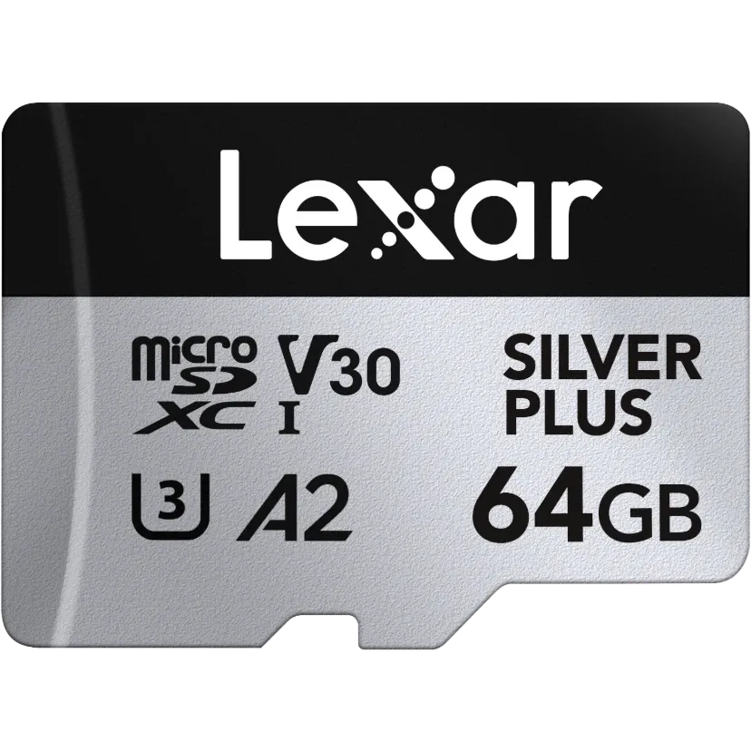 Carte mémoire 64GB MicroSD Lexar Silver Plus (LMSSIPL064G-BNANG)
