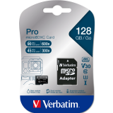 Carte mémoire 32GB MicroSD Verbatim Pro + SD adapter (47041)