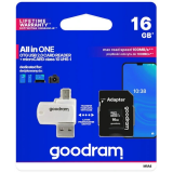 Carte mémoire 16GB MicroSD GOODRAM M1A4 All in One + SD adapter (M1A4-0160R12)