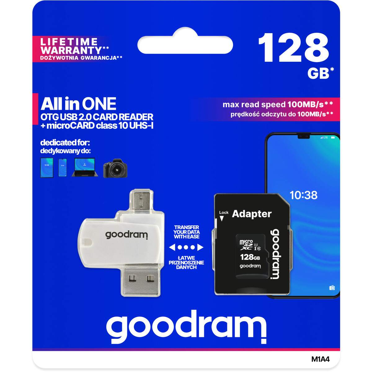 Carte mémoire 128GB MicroSD GOODRAM M1A4 All in One + SD adapter (M1A4-1280R12) - photo 3
