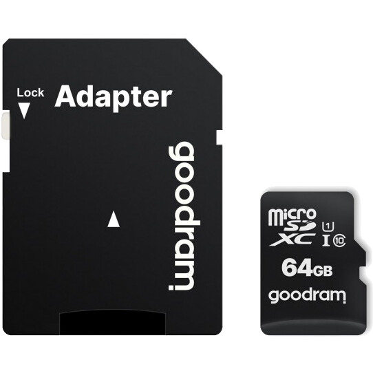 Carte mémoire 64GB MicroSD GOODRAM M1AA + SD adapter (M1AA-0640R12)