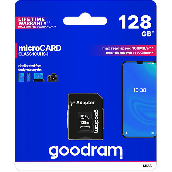 Carte mémoire 128GB MicroSD GOODRAM M1AA + SD adapter (M1AA-1280R12) - photo 2