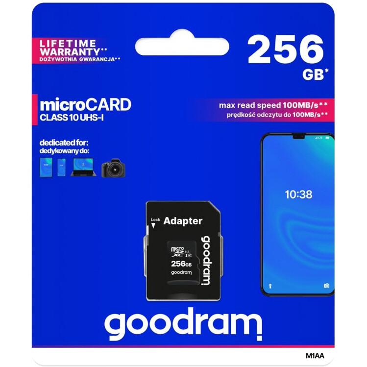 Carte mémoire 256GB MicroSD GOODRAM M1AA + SD adapter (M1AA-2560R12) - photo 2
