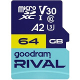 Carte mémoire 64GB MicroSD GOODRAM RIVAL M2AA + SD adapter (GGSM2AA-0640R12)